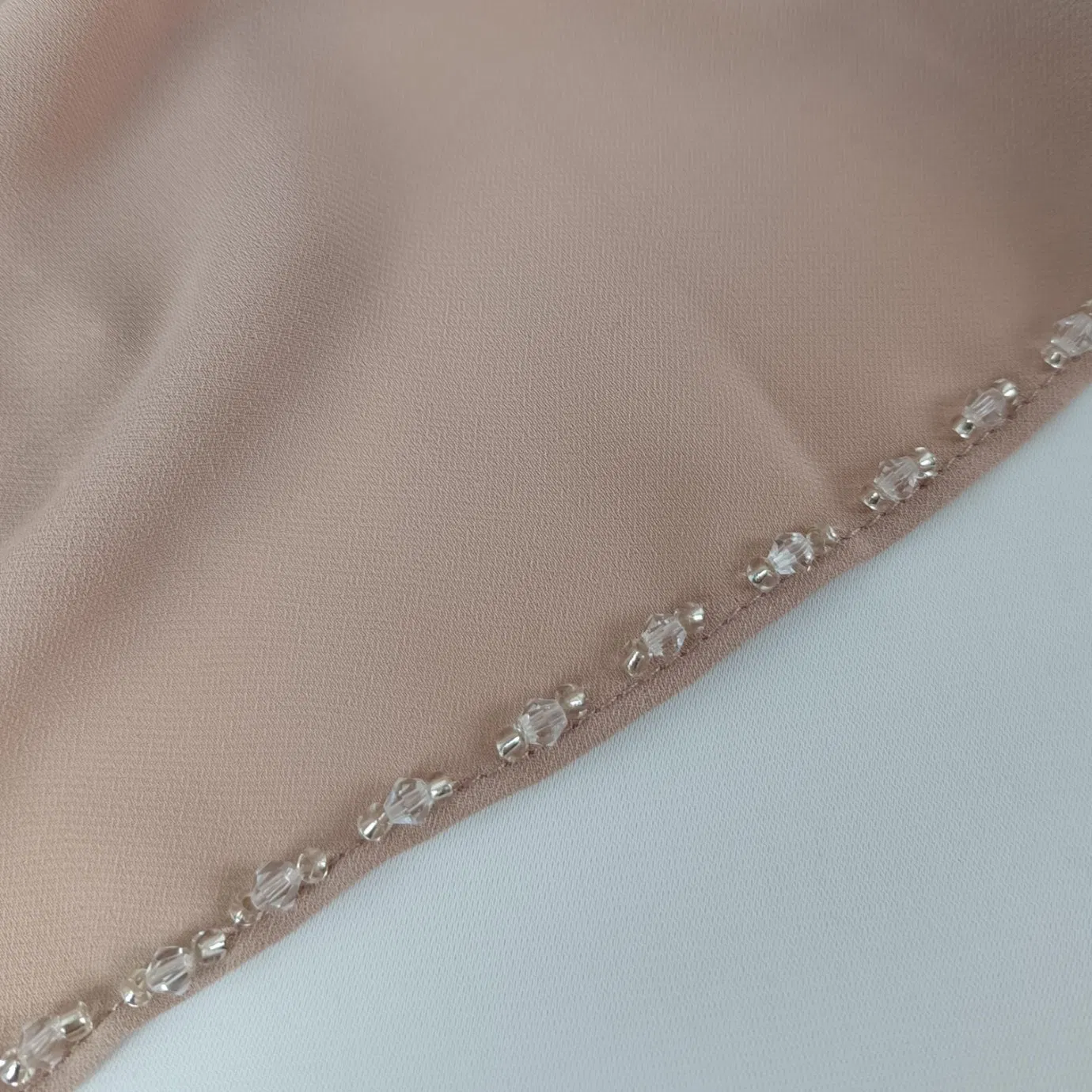 Customizable Plain Shawl Scarf with Crystal Chain Design