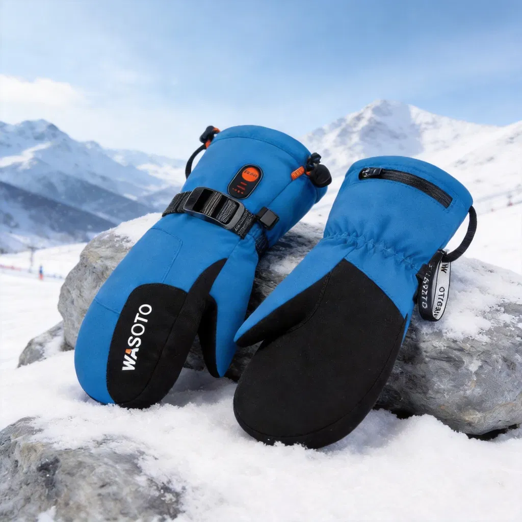 Windproof Velvet Mittens with 3000mAh Battery for Winter