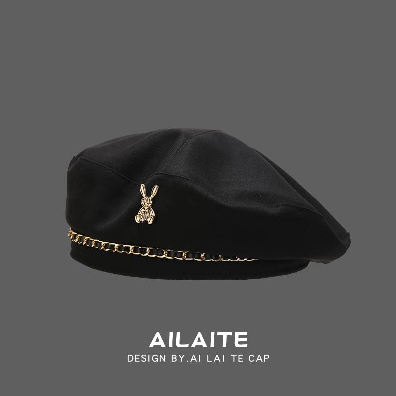 Japanese-Style Metal Beret for Women Retro Painter Hat Detail View 3