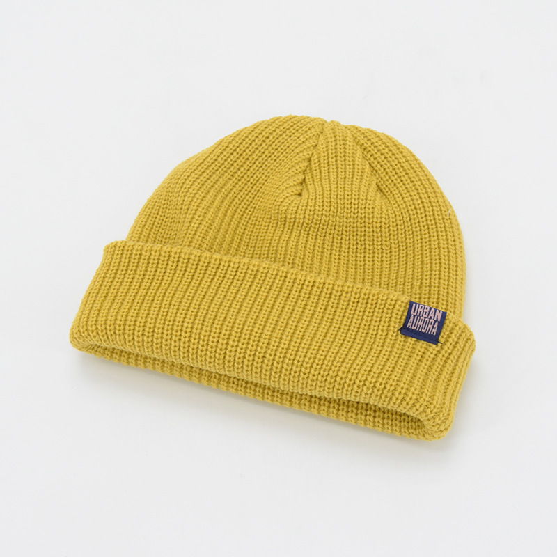 Custom Knit Cuffed Acrylic Slouchy Beanie,Streetwear Private Woven Label Logo Beanies,Fisherman Skull Hats Winter Cap