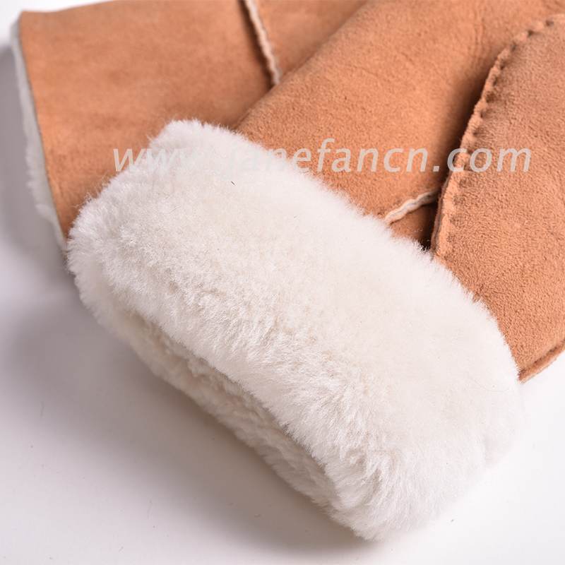 Winter Hand Stitching Multiple Colors Sheepskin Leather Fur Mittens