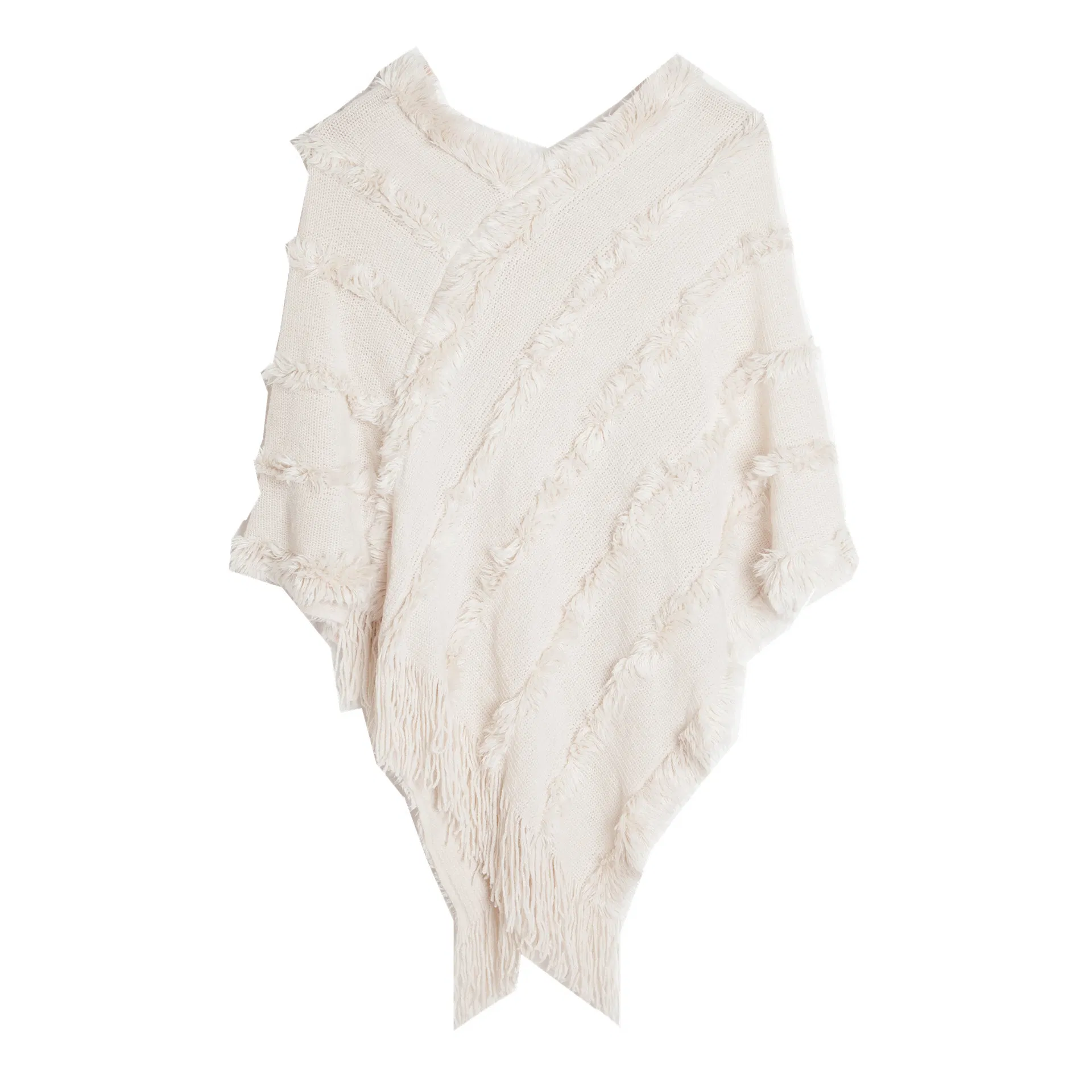 New Casual Style Ladies Comfortable Warm Outdoor Cape Women Cashmere Knit Cape Shawls