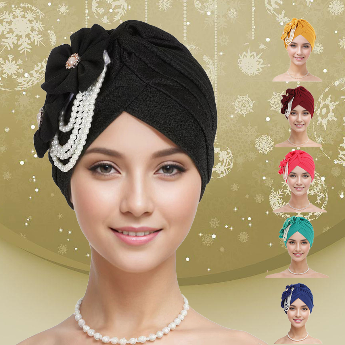 New Arrival African Gele Headwrap - Pearl Embellished Turban Hat for Women's Party &amp; Wedding Wear
