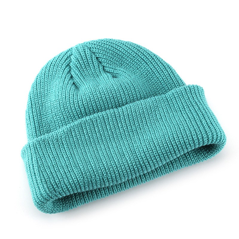 Wholesale Custom Logo Unisex High Quality Plain Blank Dyed Solid Color Winter Hat Cap Acrylic Knitted Cuffed Beanie