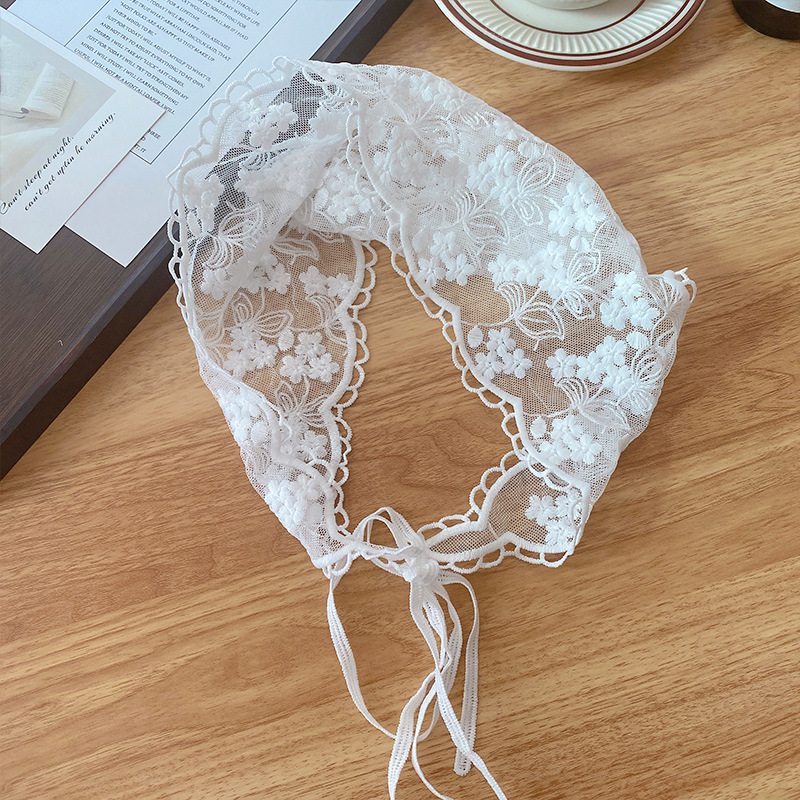 French Vintage Lace Triangle Korean Style Bandanas Cute Little Scarf Headband Girls and Women Hair Accessories