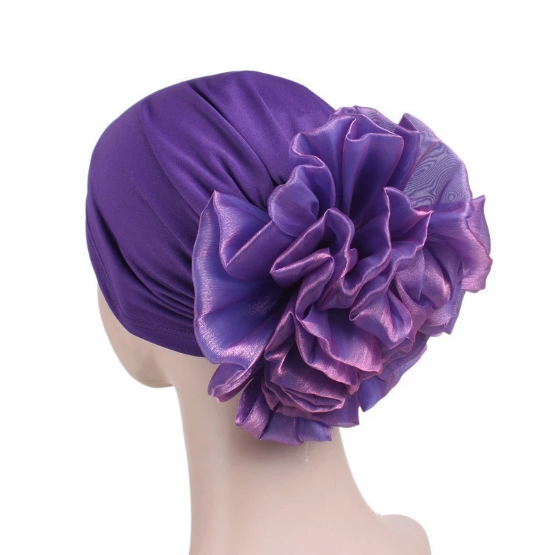 New Fashion 3D Flower Ruffle Turban Headwraps Turban Style Hijab Head Cover Turban for Women Hair Styling Tools
