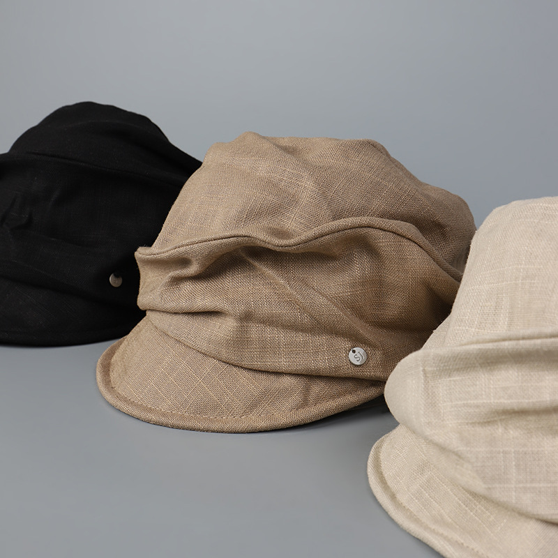 Wholesale Spring New Cotton Linen Beret Cap for Women Sunshade Lady Newsboy Hat Summer Casual Breathable Berets