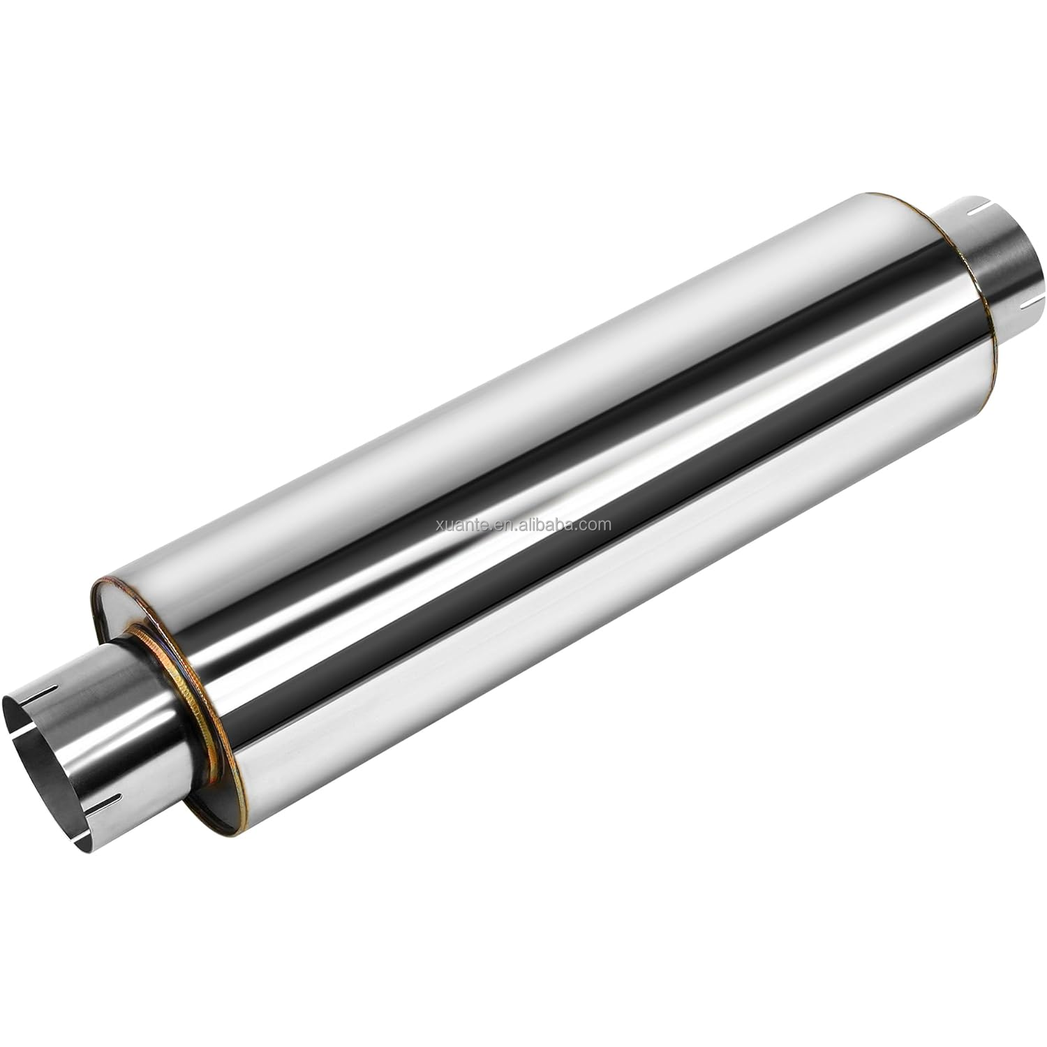 Xuante Performance Car Stainless Steel 4" Inlet Diesel Exhaust Muffler with Mirror Polished Finish Straight 30" Whole Length