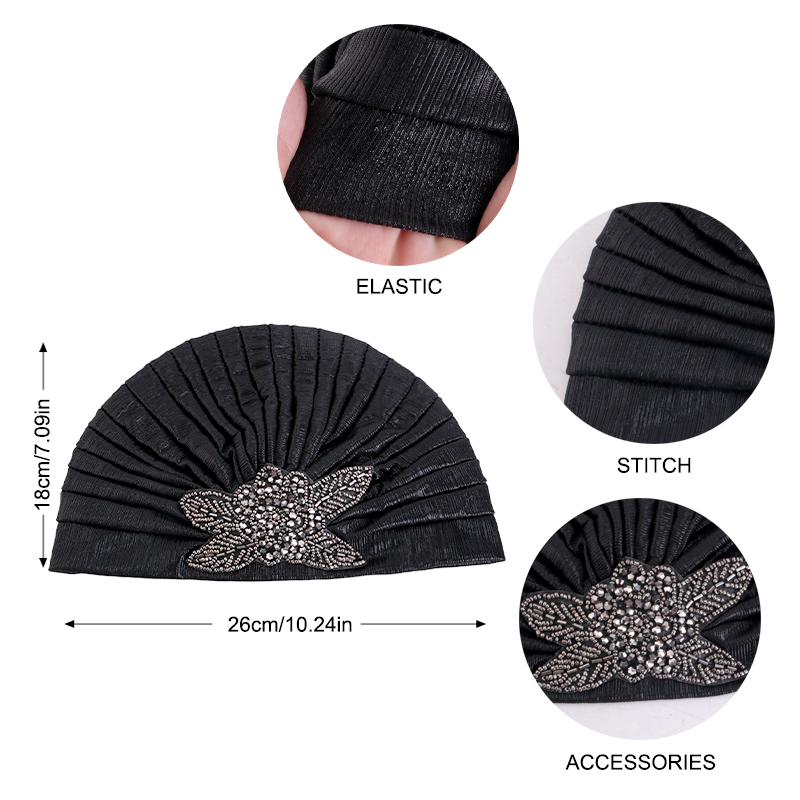 Wholesale Bright Color Jewelry Turban With Delicate Jewel Accessories Headscarf Polyester Ladies Daily Headwraps