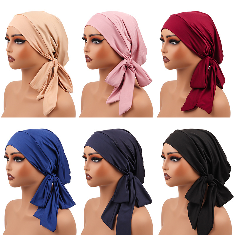 Women's Lightweight Chiffon Elegant Headwraps Hats Solid Pattern Turban Africain for Hair Headwear Turbans