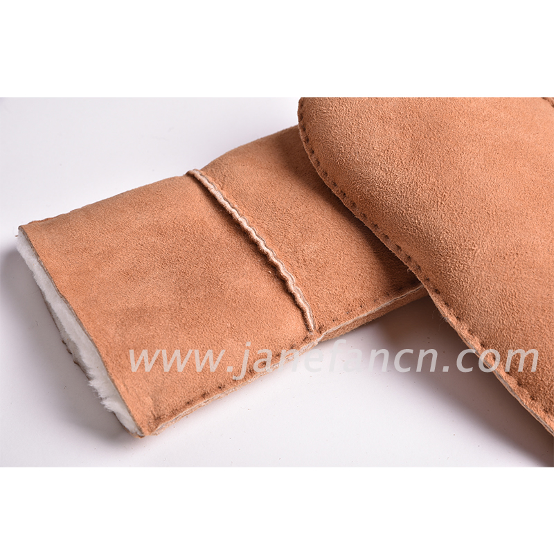 Winter Hand Stitching Multiple Colors Sheepskin Leather Fur Mittens