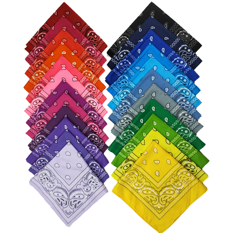 Wholesale Promotion Multifunction Custom Logo Colourful Polyester Cotton Sports Square Headwear Scarf Classic Paisley Bandana
