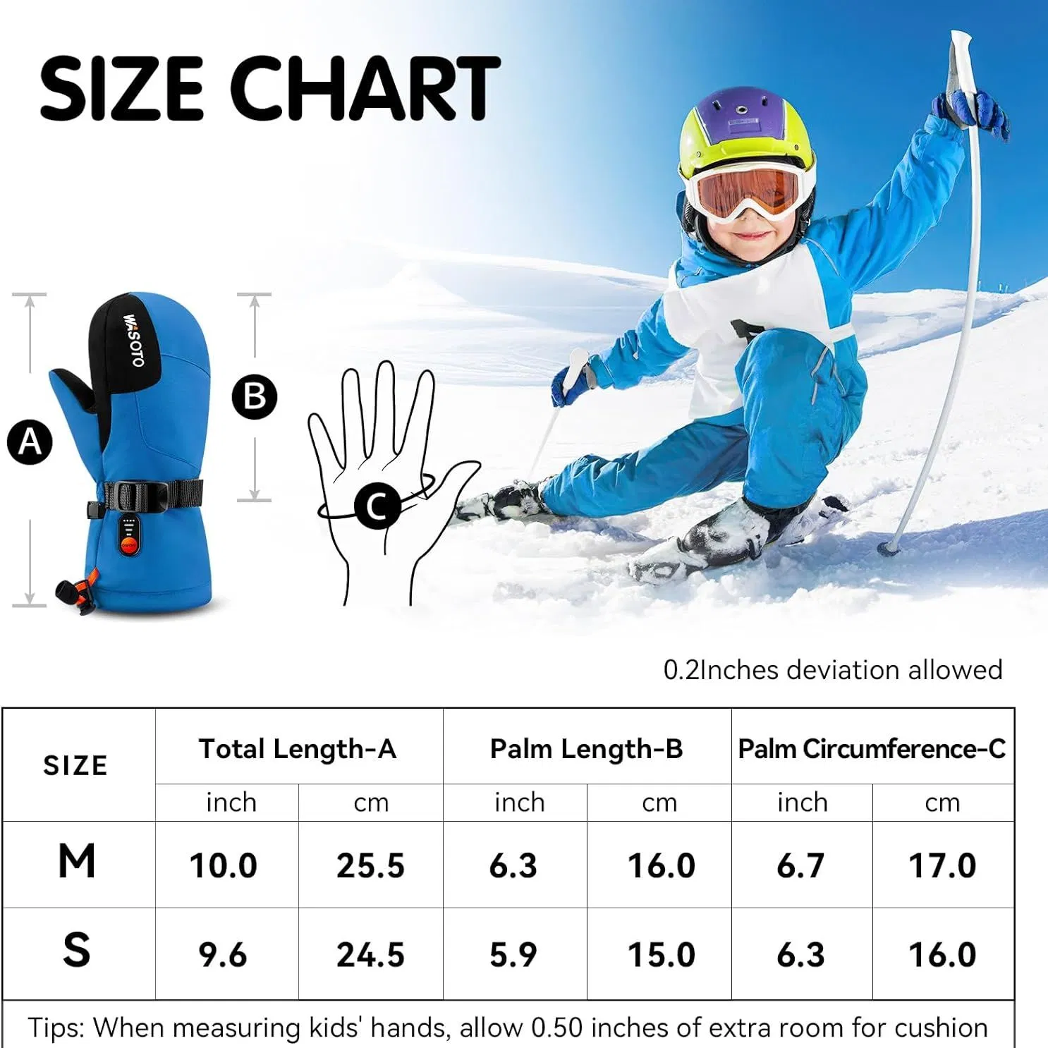 Windproof Velvet Mittens with 3000mAh Battery for Winter
