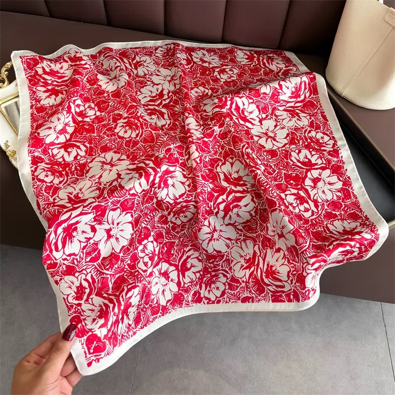 Premium Silk Satin Square Scarf Custom Pattern Bridal Gift Scarf Ladies Wedding Square HeadWrap Headscarfs