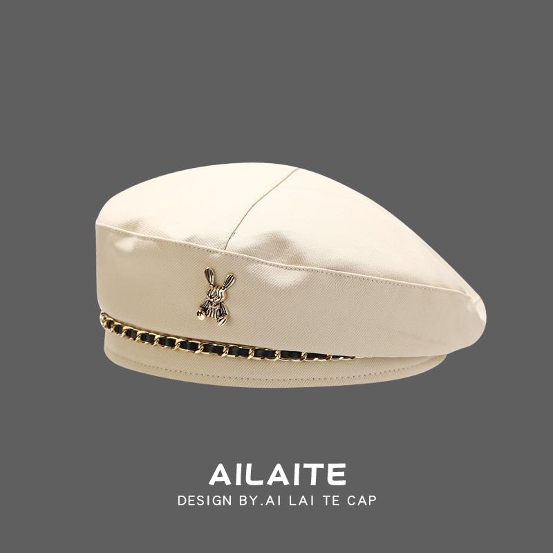 Japanese-Style Metal Beret for Women Retro Painter Hat Detail View 4