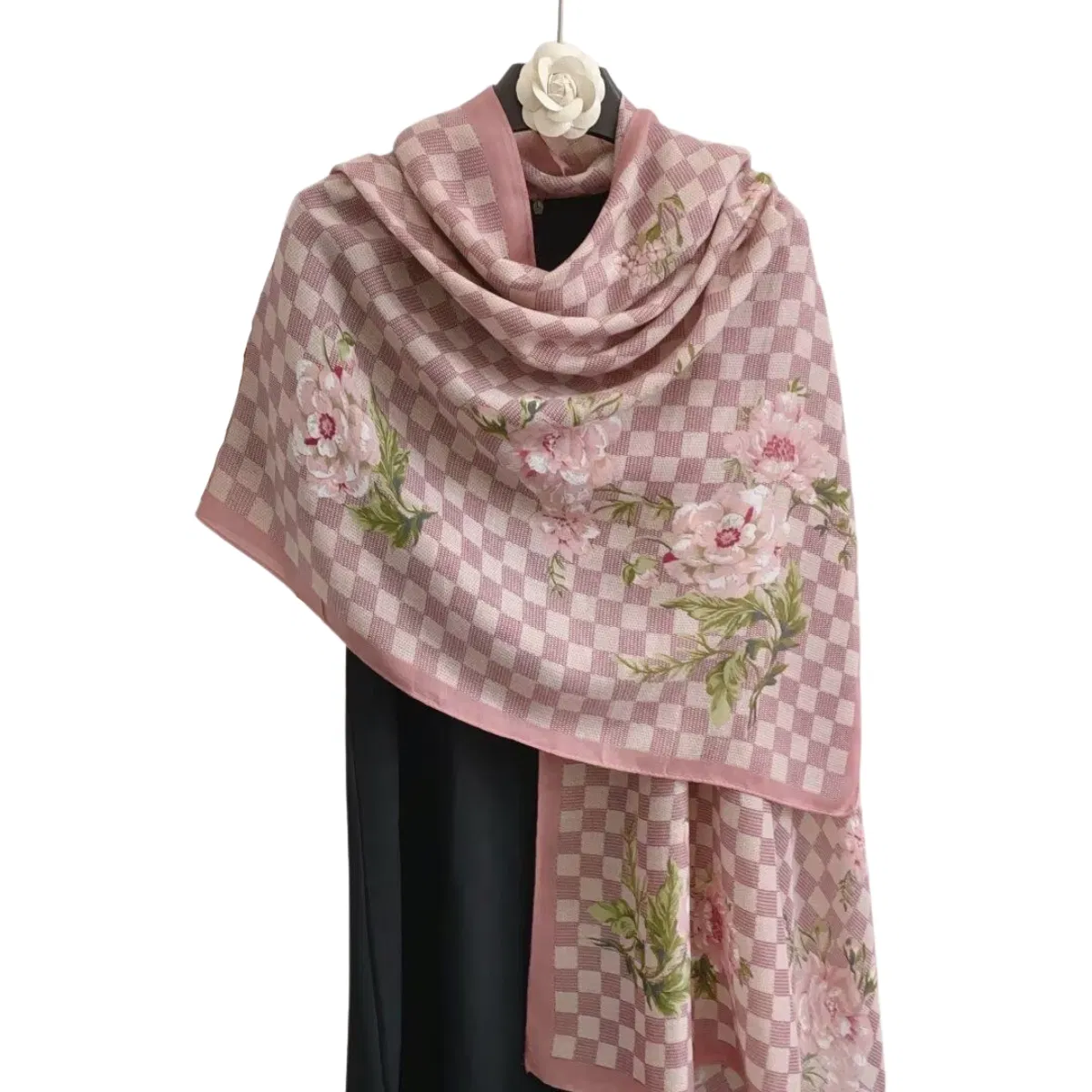 Elegant Floral Pattern Polyester Printed Scarf Stylish Lightweight Hijab Headband Chiffon Snood