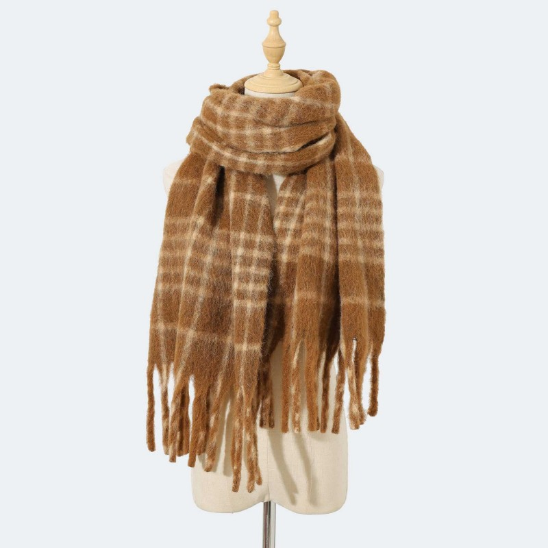 Cozy Korean Shawl with Colorful Plaid Design for Women
