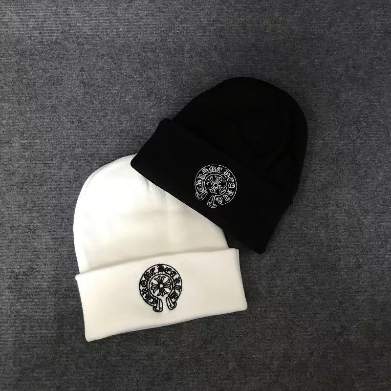 Chrome Hearts Autumn Winter New Spandex Cotton Jacquard Knitted Embroidered Hat for Adults Men's Women's Trendy Cold Cap Hooded