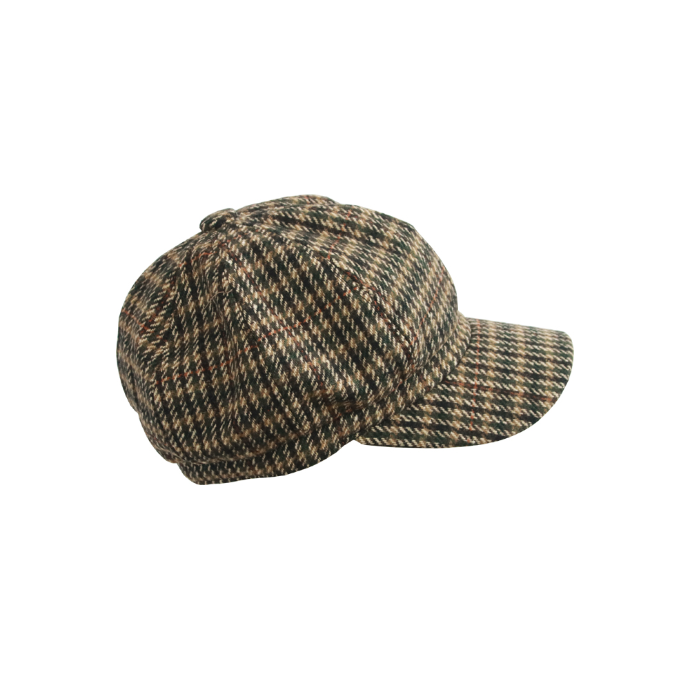 New Arrival Fashion Vintage Checkered PU Brim Beret Cap Unisex Four Seasons Casual Sports