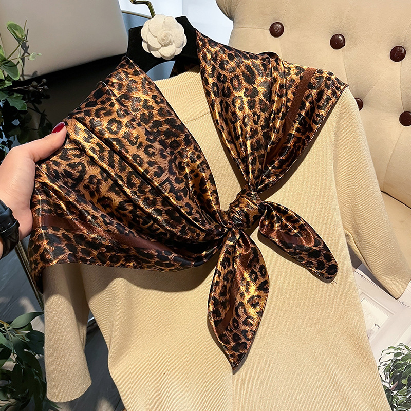 Leopard Silk Polyester Scarf