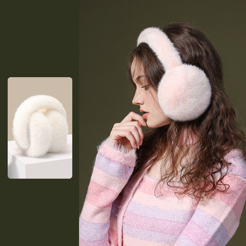 Customized Adjustable Faux Rabbit Fur Earmuffs Elegant Ladies Warm Outdoor Comfort Plush Winter Ear Muff for Women