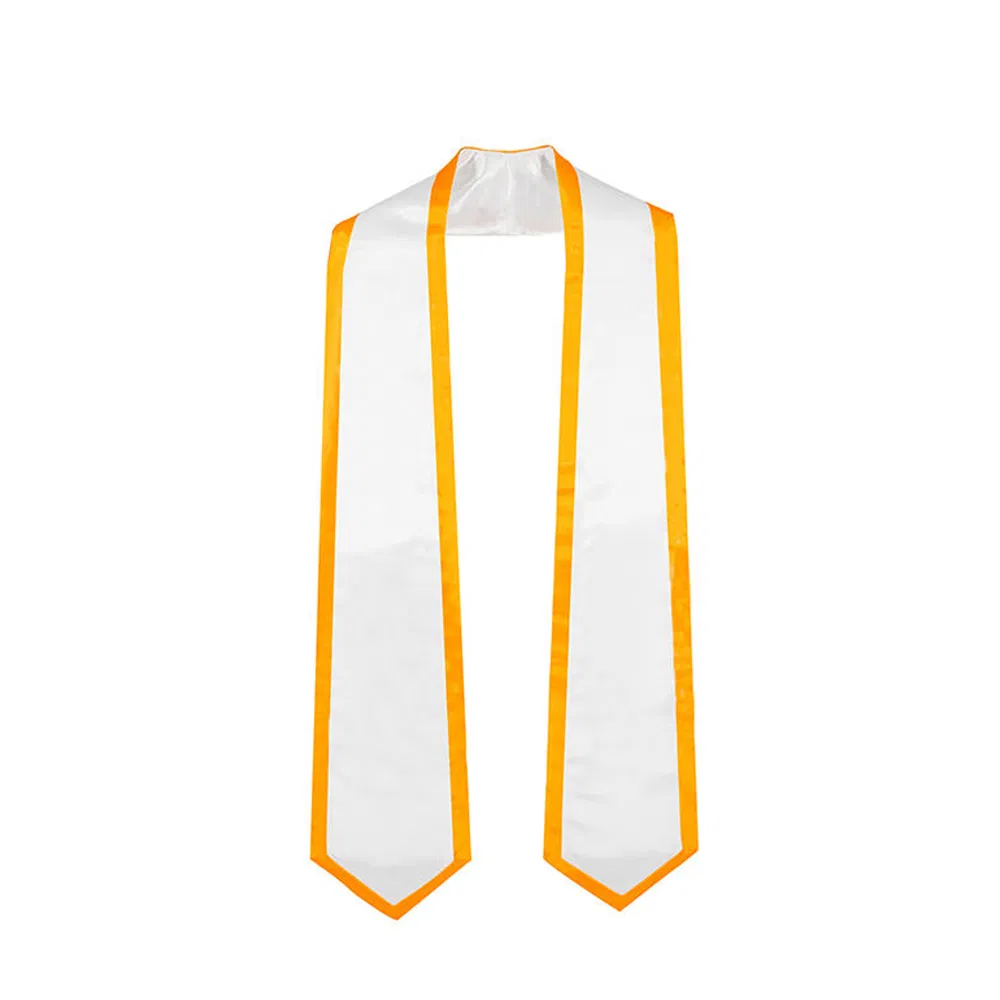 Custom Logo Lightweight Polyester Satin Embroidered Long Scarf Graduation Stole