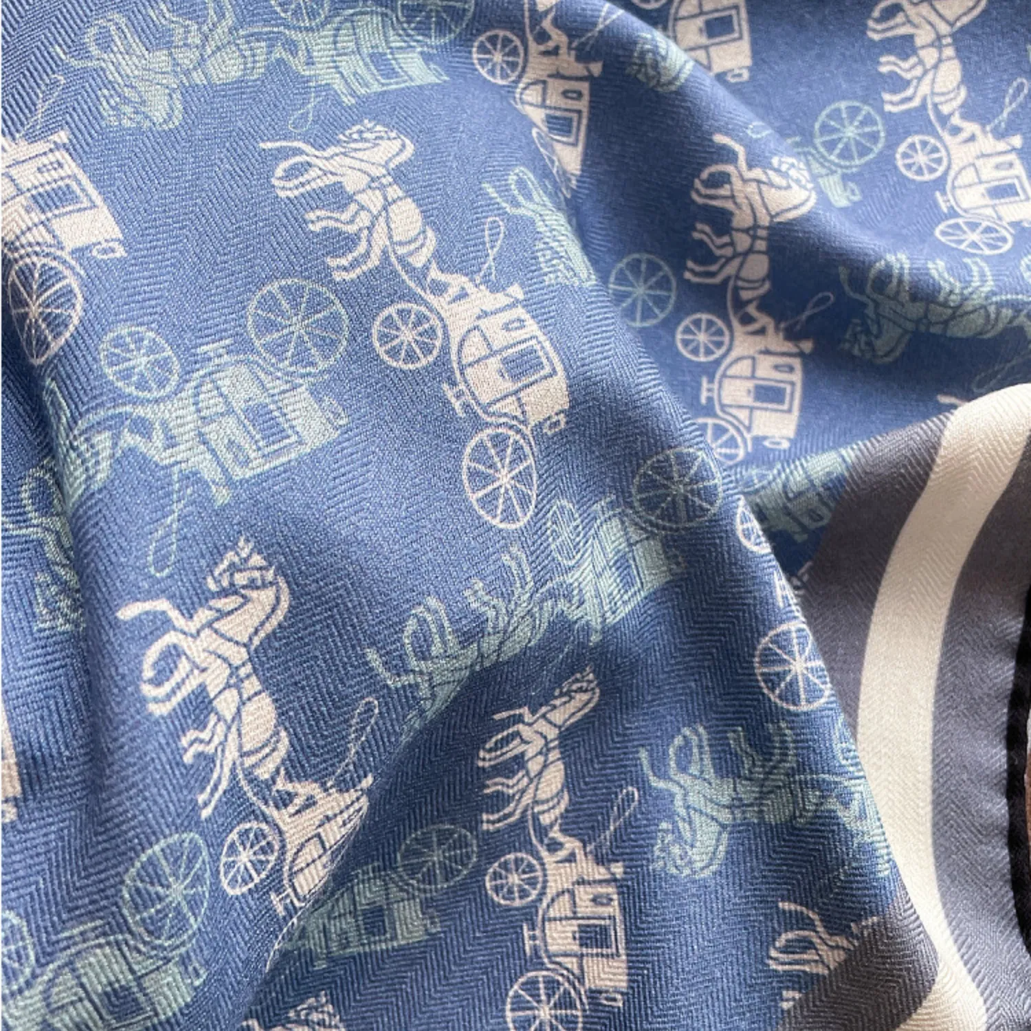 Luxury Silk Wool Blend Scarf Digital Double-Sided Printing Lightweight Square Shawl with Handmade Edge Rolling