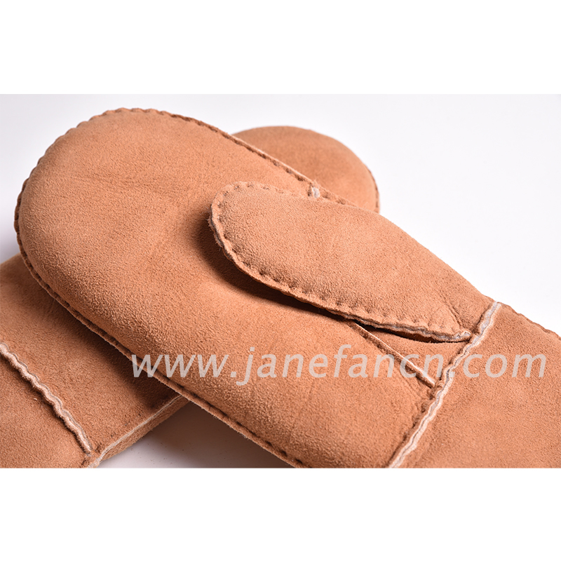Winter Hand Stitching Multiple Colors Sheepskin Leather Fur Mittens