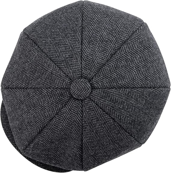 England Style Men High Quality 8 Panel Wool Blend Newsboy Flat Cap Herringbone Tweed Hat Soft Comfortable Elegant Beret Hat