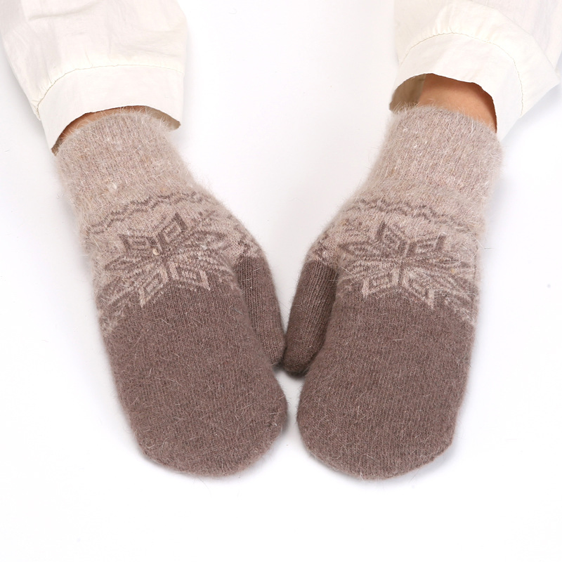 Winter Warm Mittens for Outdoor Cycling Cute Versatile Cold Weather Fleece Lined Knit Jacquard Thickened Mittens