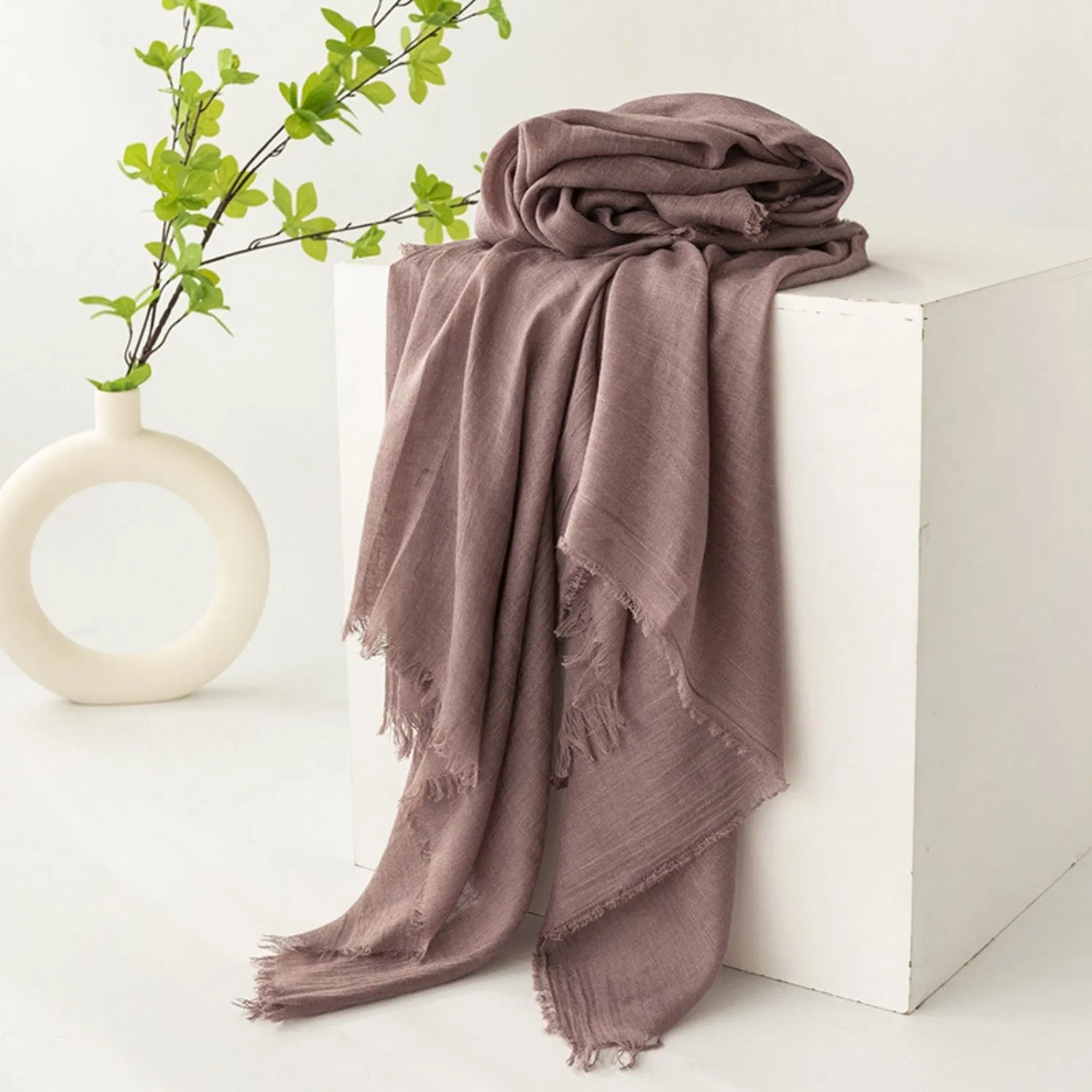 Soft Skin-Friendly Long Versatile Polyester Viscose Shawl Scarf for Travel