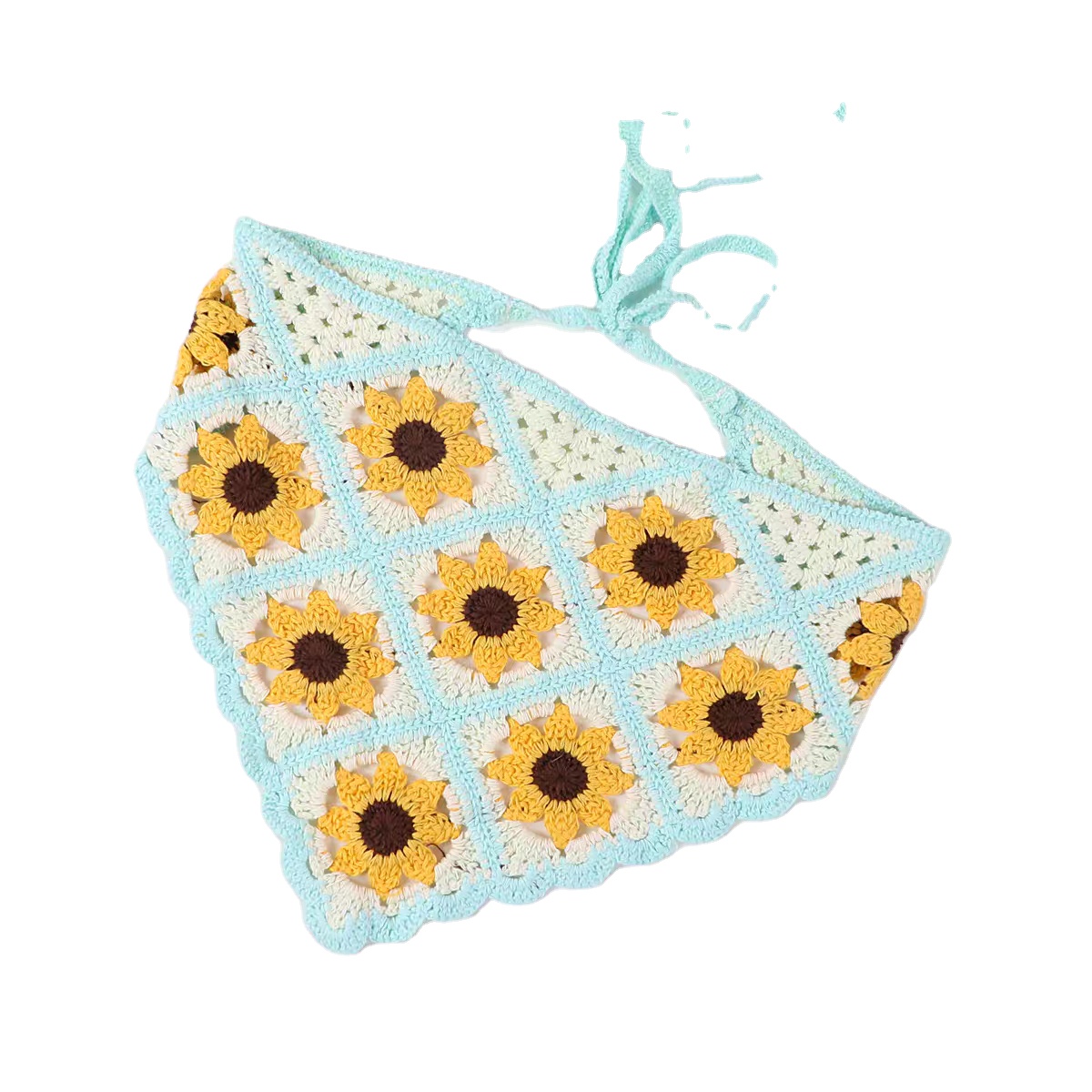 Women Flower Headwrap DAISY Crochet Headband Head Kerchief Triangle Headscarf Lovely Bandana Hair Accessories