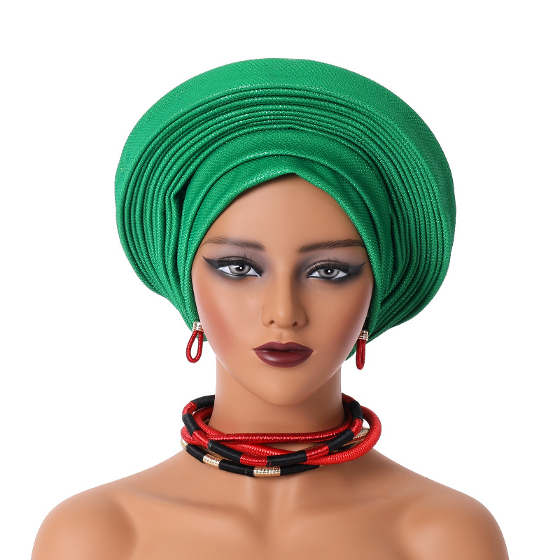 Wholesale 2025 Hot Sale Headwraps Women Custom Nigerian Aso Oke Bonnet Fashion Free Size Female African Headtie