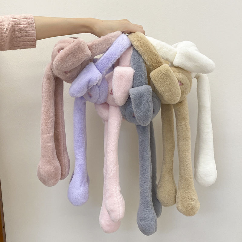 ALLCH Cute Rabbit Moving Earmuff Faux Fur Cozy Winter Warm Bunny Ear Muffs for Children Women Ears Move