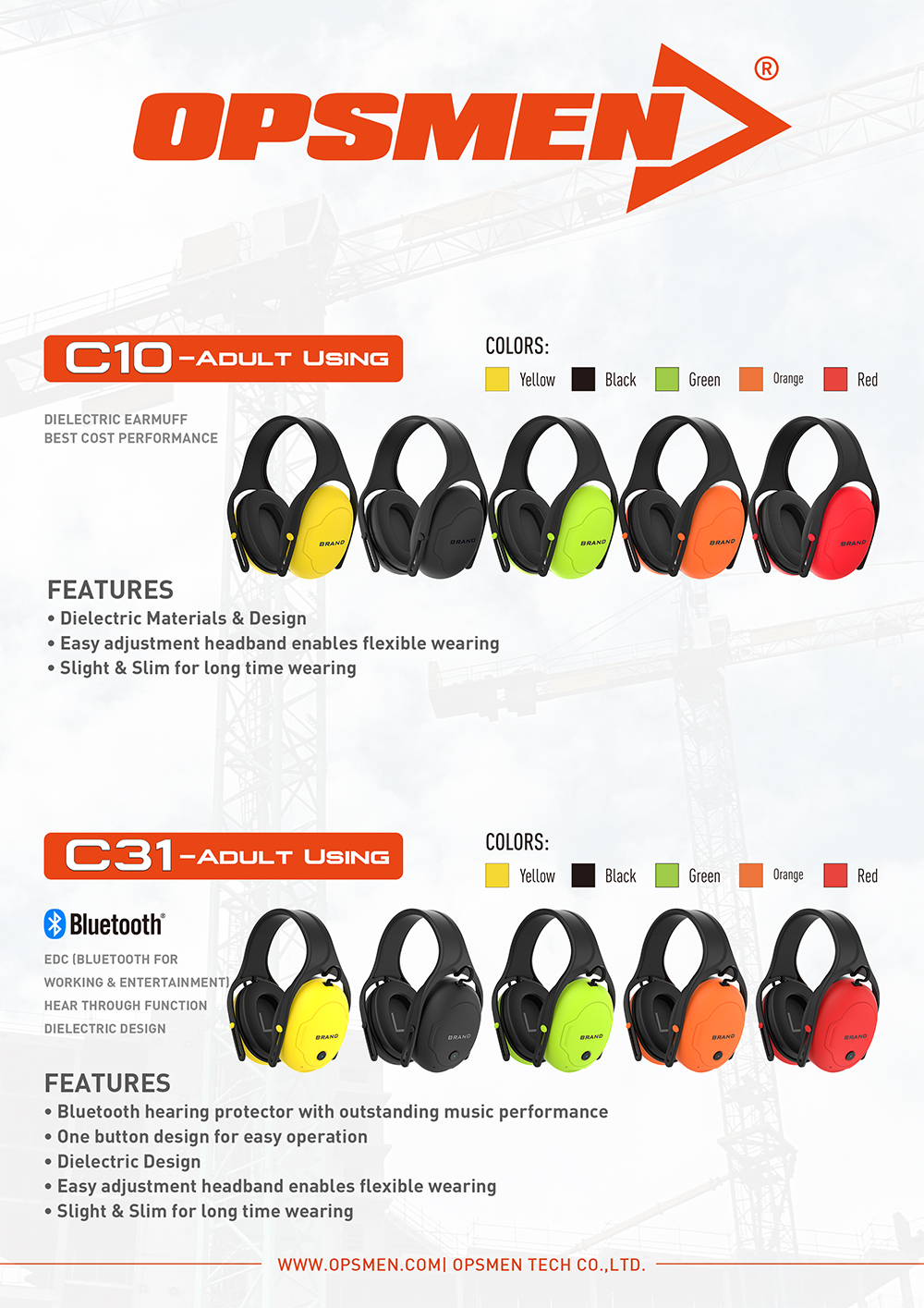 C10 Professional Hearing Protection Earmuffs Noise Cancelling Safety Ear Muffs for Industrial Construction Shooting Study