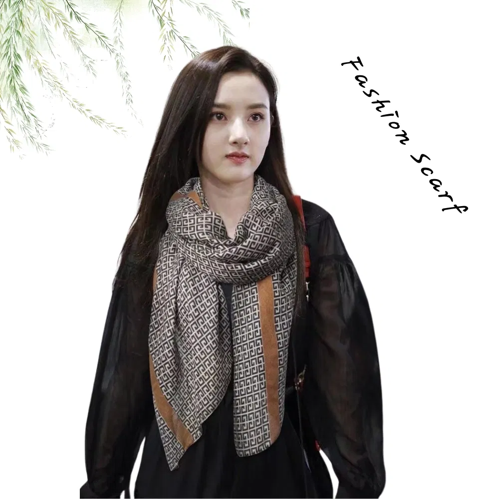 Elegant Soft Polyester Printed Hijab Scarf Muslim Headscarf Chiffon Snood for Women