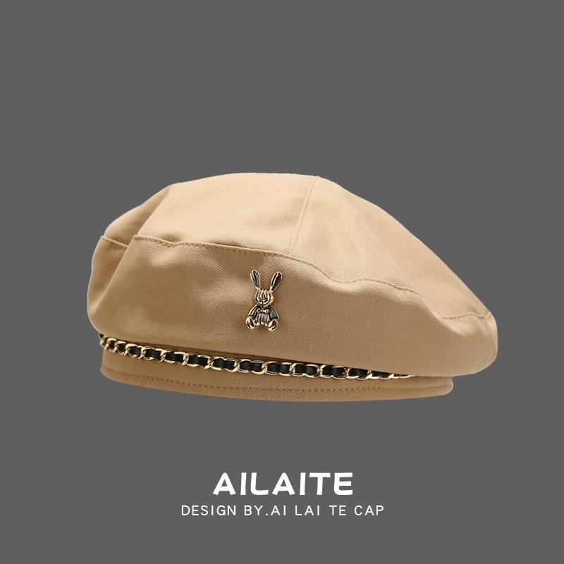 Japanese-Style Metal Beret for Women Retro Painter Hat Detail View 5