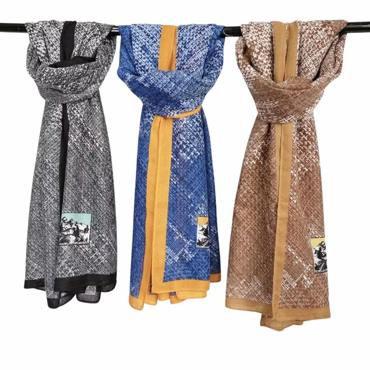 Elegant Tweed Print Polyester Chiffon Snood Fashion Shawl Headscarf for Muslim Women