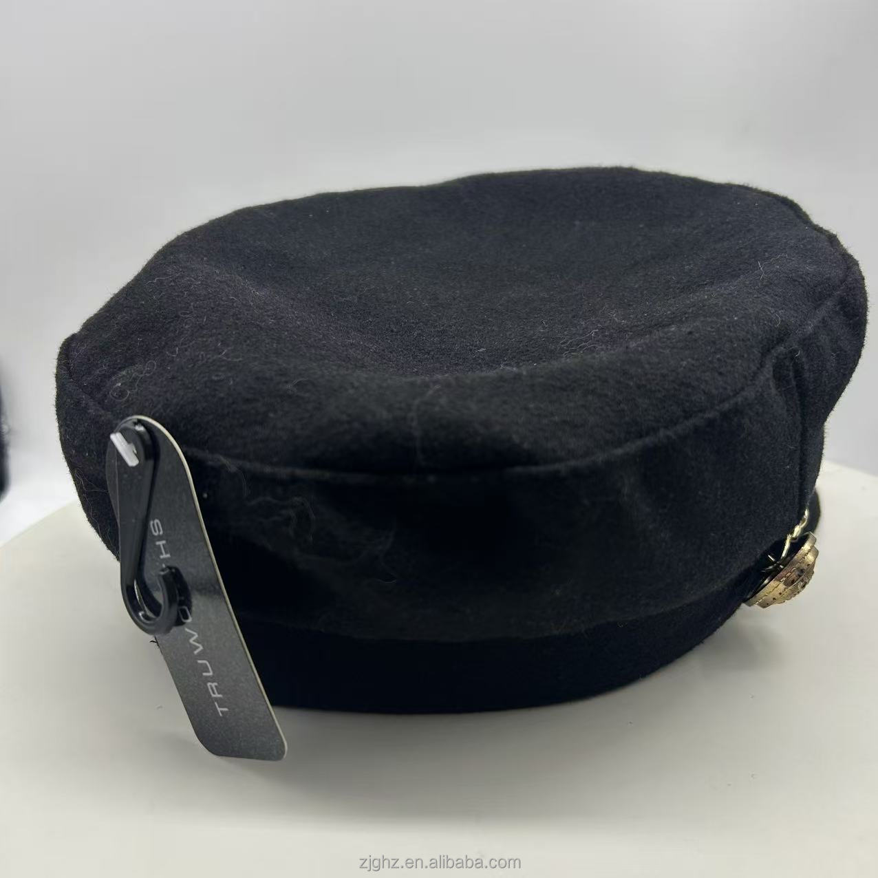 British Trendy All-Season Casual Canvas Beret Hat 50% Wool Golden Chain Unisex Adult 56-58CM Digital Printing Machine Embroidery