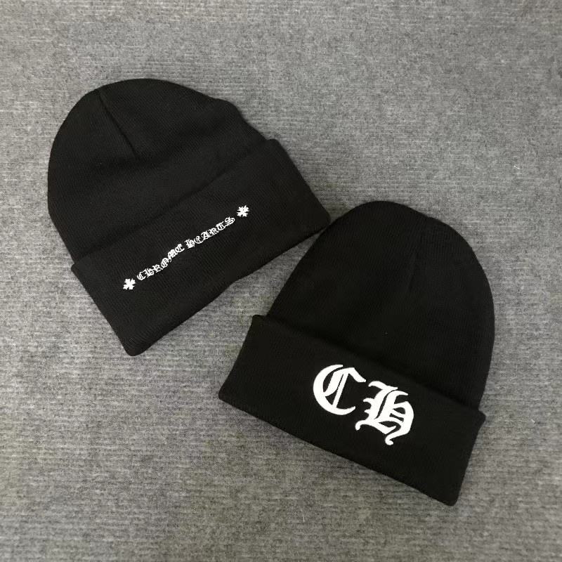 Chrome Hearts Autumn Winter New Spandex Cotton Jacquard Knitted Embroidered Hat for Adults Men's Women's Trendy Cold Cap Hooded