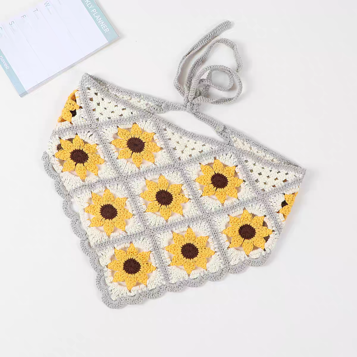 Women Flower Headwrap DAISY Crochet Headband Head Kerchief Triangle Headscarf Lovely Bandana Hair Accessories