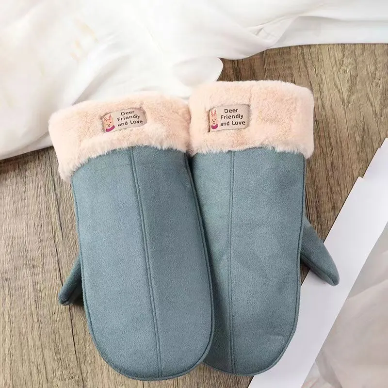 High Quality Custom Gloves Eco-Friendly Winter Mittens Fashionable Faux Suede Warm Ski Glove for Kids