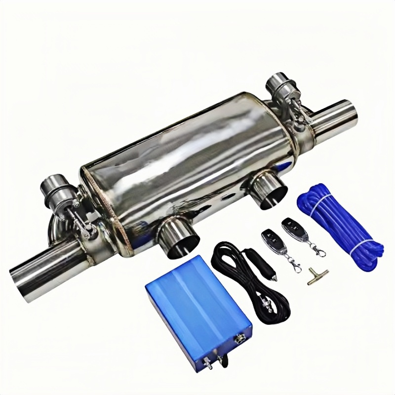 2.5/3.0-Inch T-Shaped Double Inlet/Outlet Electronic Valve Muffler Universal Stainless Steel Exhaust System for Automobiles