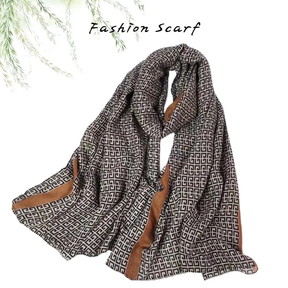 Elegant Soft Polyester Printed Hijab Scarf Muslim Headscarf Chiffon Snood for Women
