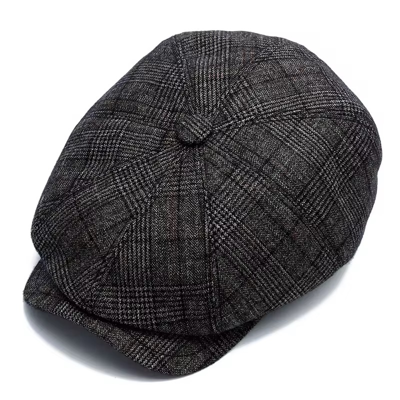 Wholesale Vintage Tweed Flat Cap Hat 8 Panel Newsboy Beret Ivy Hats for Men