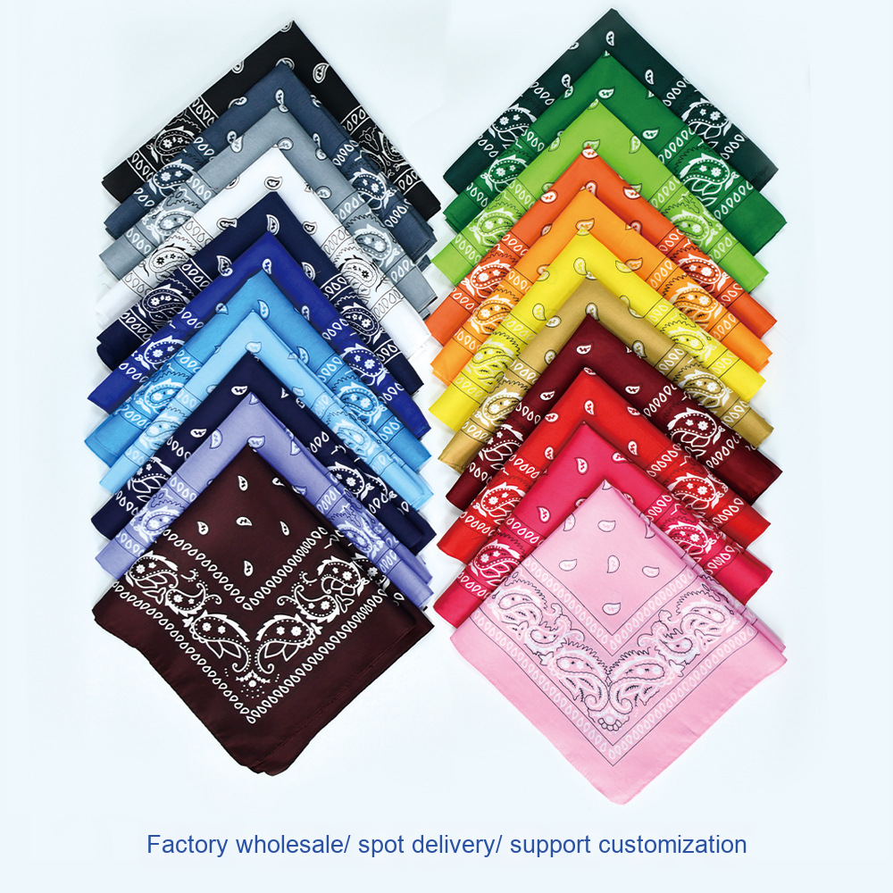 Wholesale Cross-Border Supply Square Scarf Bandana Polyester Paisley Cashew Flower for Outdoor Cycling Hip-Hop Bandana Headscarf
