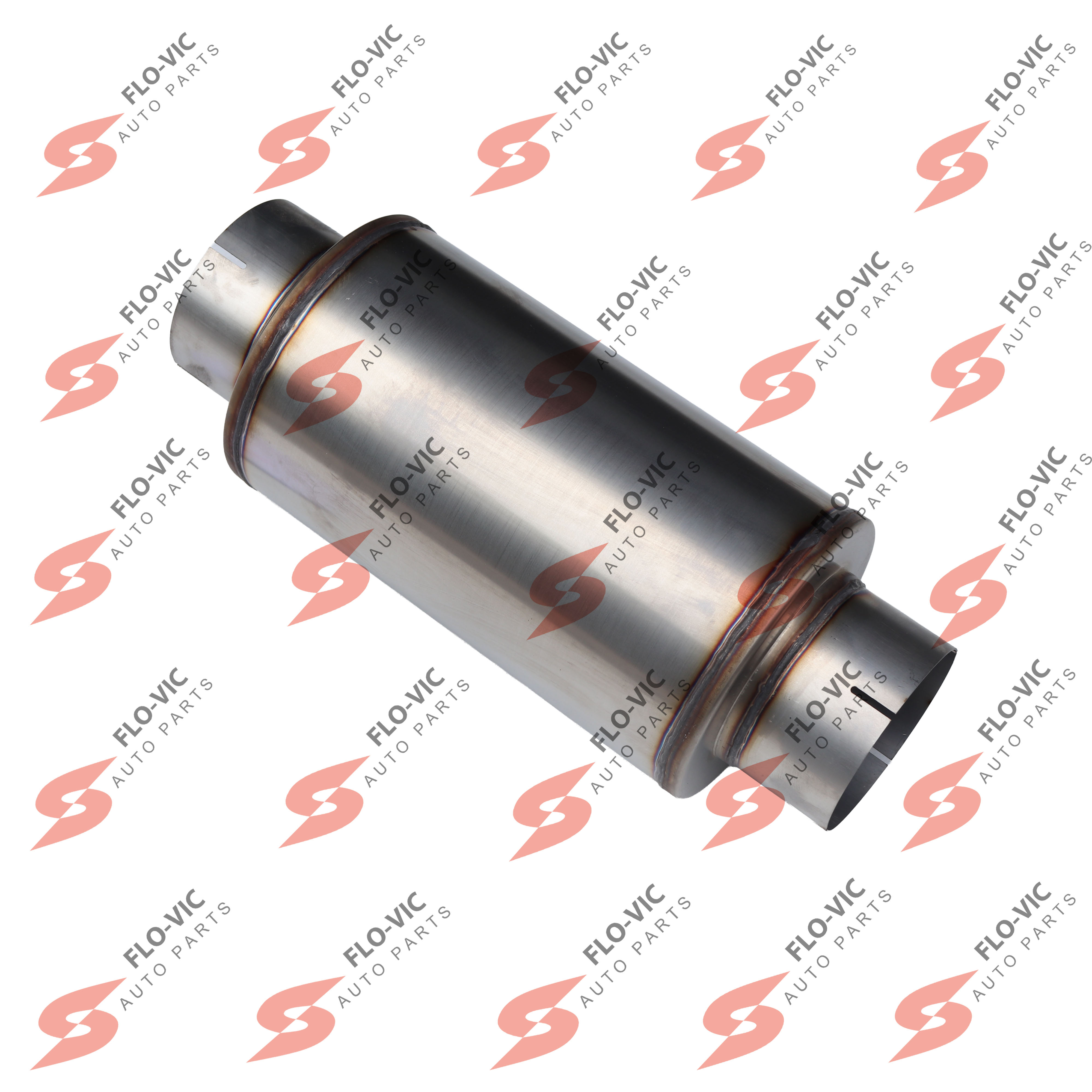 FLO-VIC: MUF-430 High Performance 4'' 30" Long Stainless Steel Diesel Muffler for Cummins Duramax Powerstroke- Universal