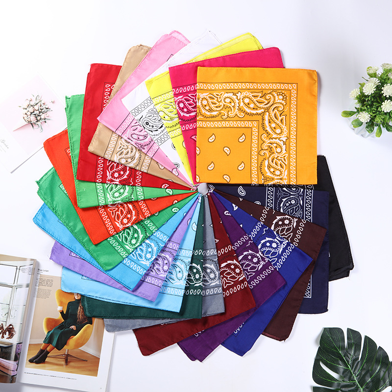 Polyester Paisley Cashew Flower square Scarf Hip-hop Outdoor Cycling Spot Wholesale Bandana Headscarf