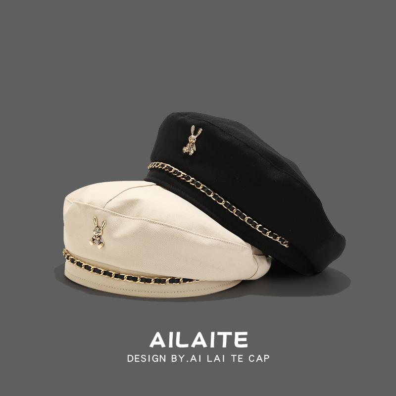 Japanese-Style Metal Beret for Women Retro Painter Hat Detail View 2