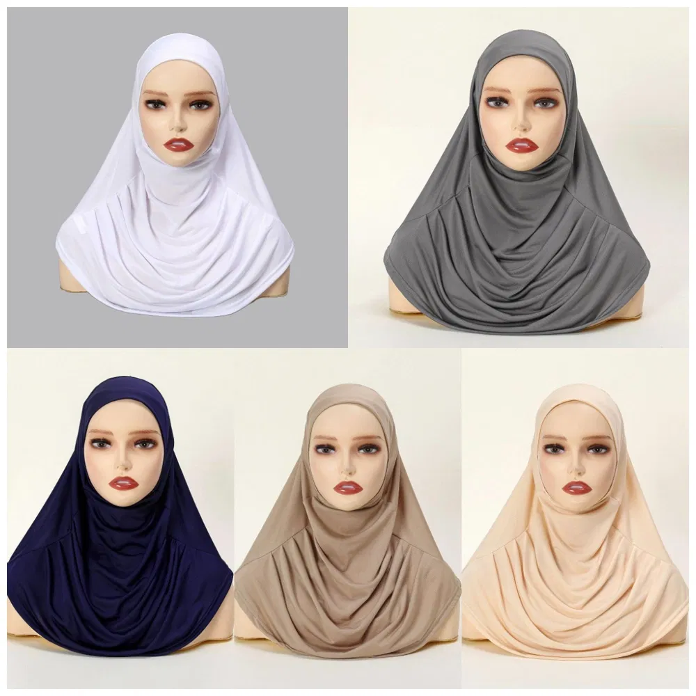 Women's Shawl Premium Jersey Hijab Khimar Hijab Elastic Head Scarf Muslim Women